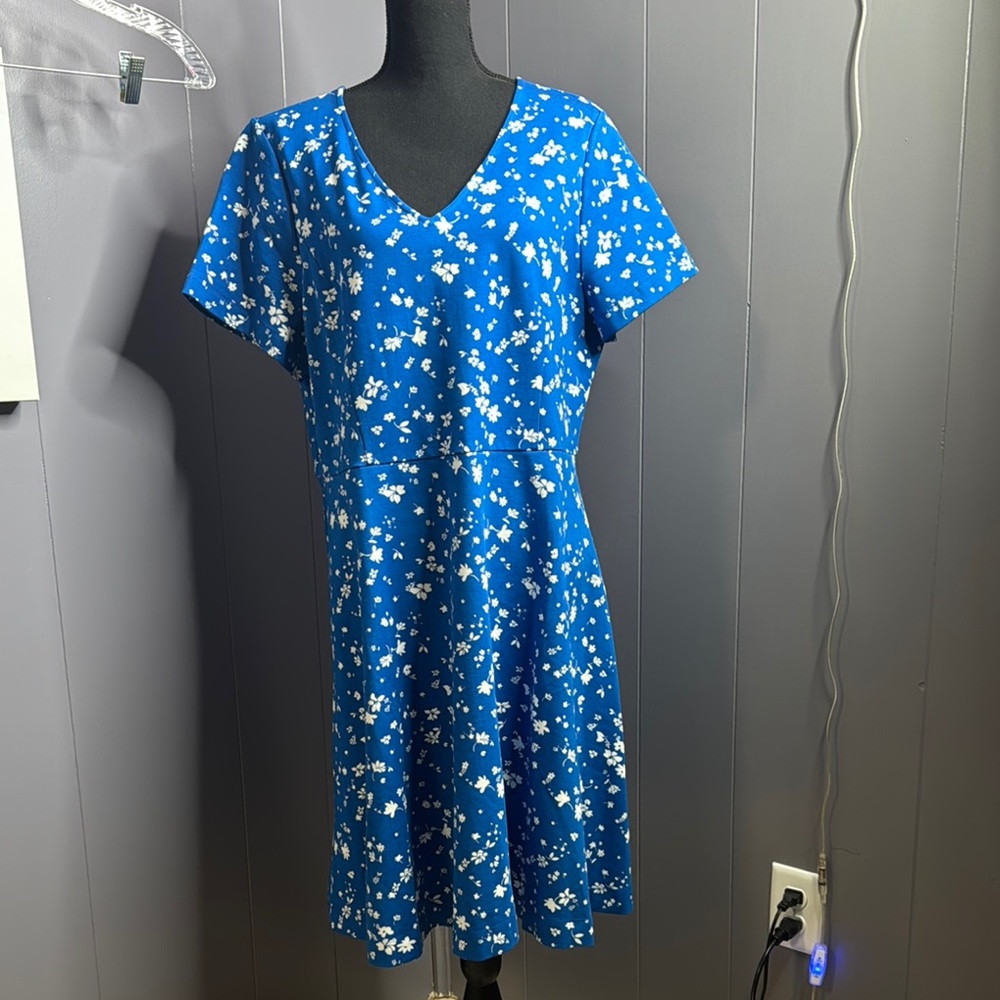 Draper James Blue and White Floral circle Dress
